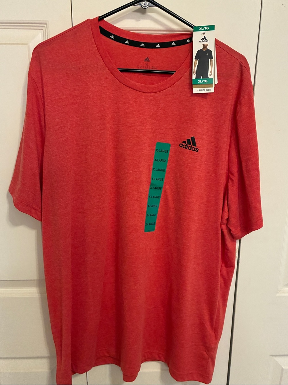 adidas Red Heather Short Sleeve Performance Tee with Logo